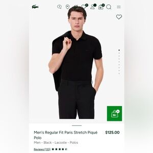 NEW Men’s Lacoste Black Polo Shirt Classic Cotton Design